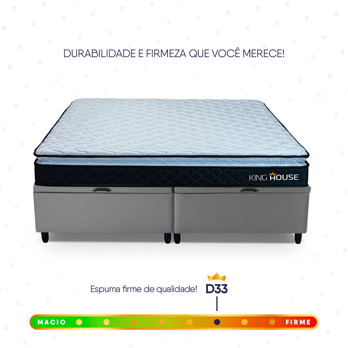 Cama Box Baú Dakota Espuma D33 Queen 158x198 Preto e Cinza