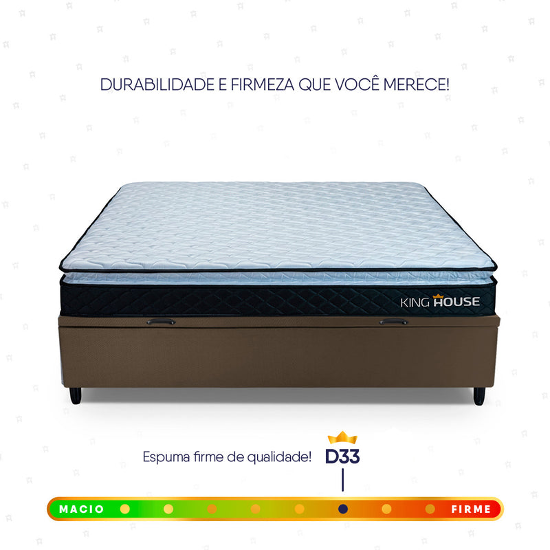 Cama Box Baú Casal 138x188 Preto e Marrom Dakota Espuma D33
