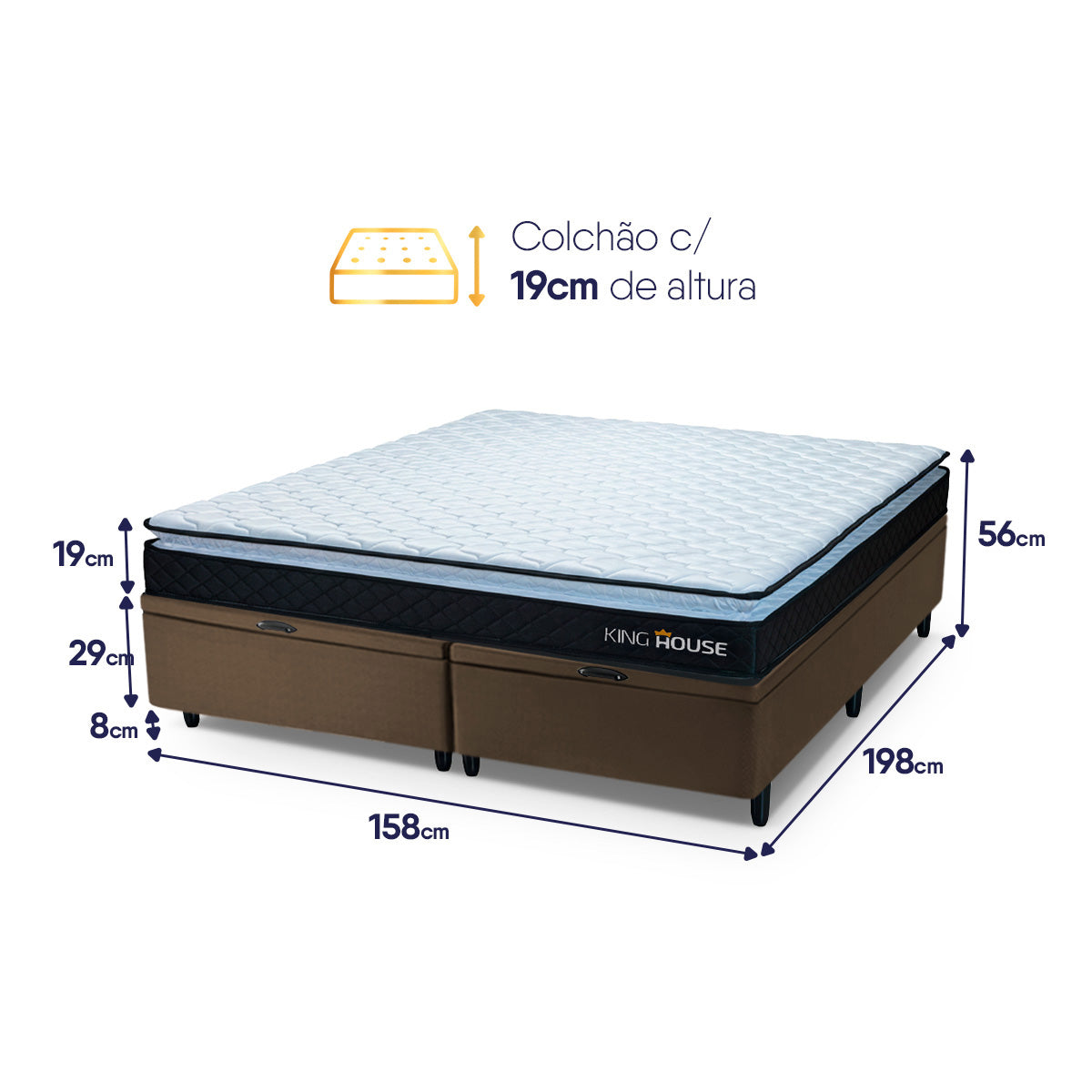 Cama Box Baú Dakota Espuma D33 Queen 158x198 Preto e Marrom