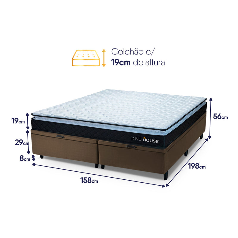 Cama Box Baú Dakota Espuma D33 Queen 158x198 Preto e Marrom