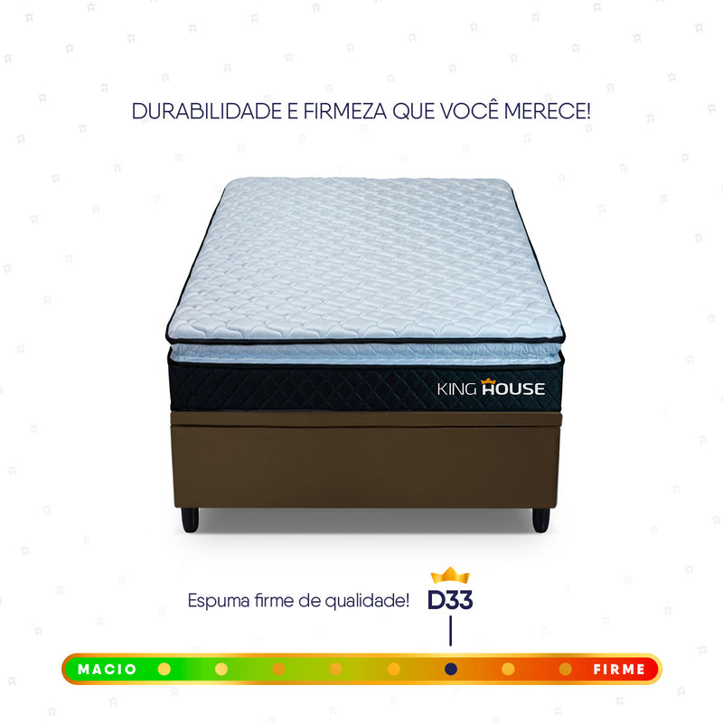 Cama Box Baú Solteirão 96x203 Preto e Marrom Dakota Espuma D33