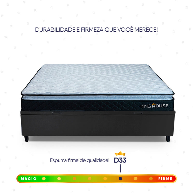 Cama Box Baú Casal 138x188 Preto Dakota Espuma D33