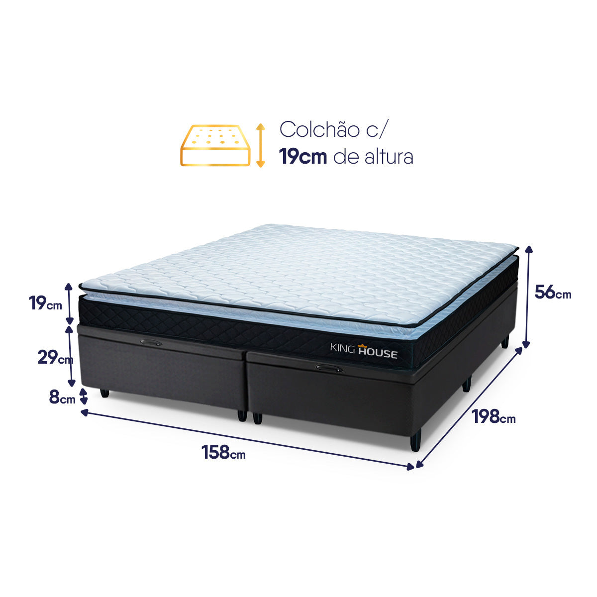 Cama Box Baú Dakota Espuma D33 Queen 158x198 Preto