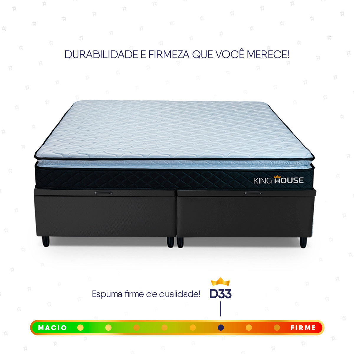 Cama Box Baú Dakota Espuma D33 King 193x203 Preto