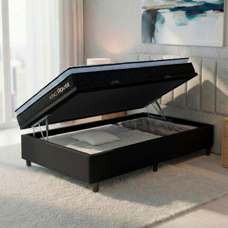 Cama Box Baú Solteirão 96x203 Preto Dakota Espuma D33