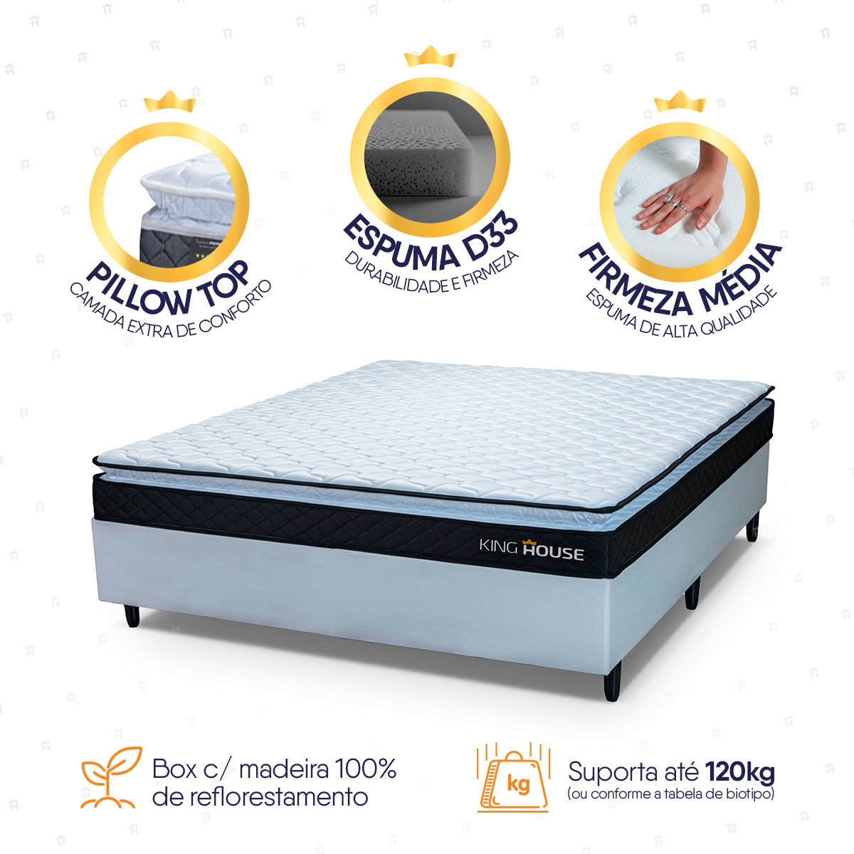 Cama Box Viúva 128x188 Branco Dakota Espuma D33
