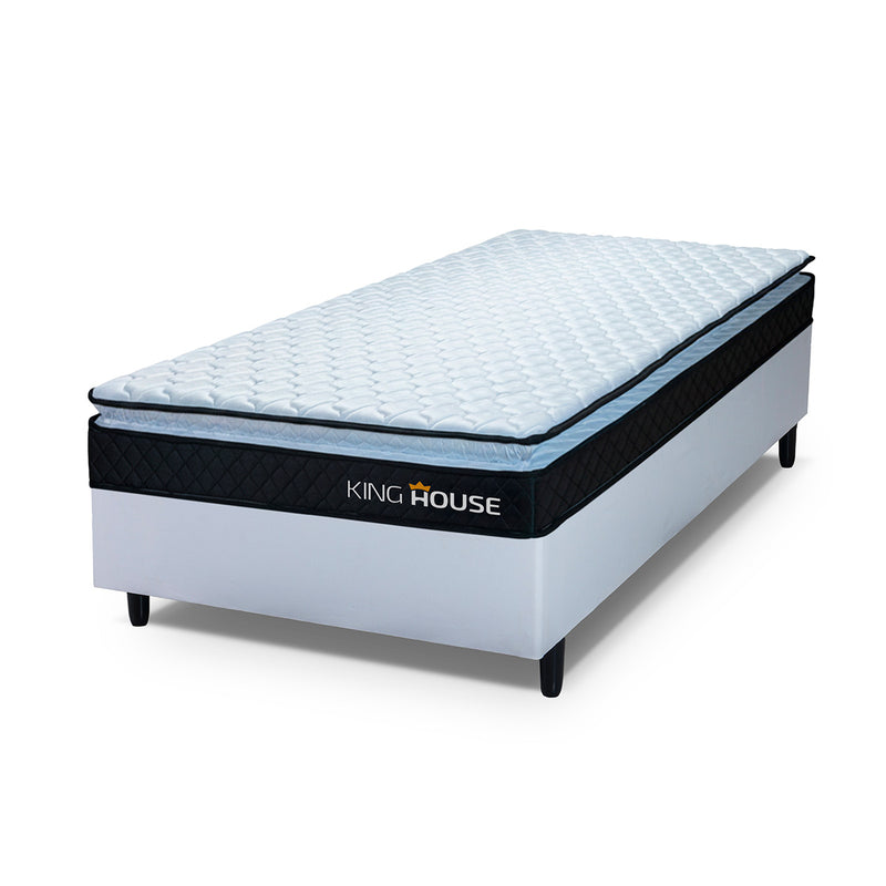 Cama Box Solteiro 88x188 Branco Dakota Espuma D33