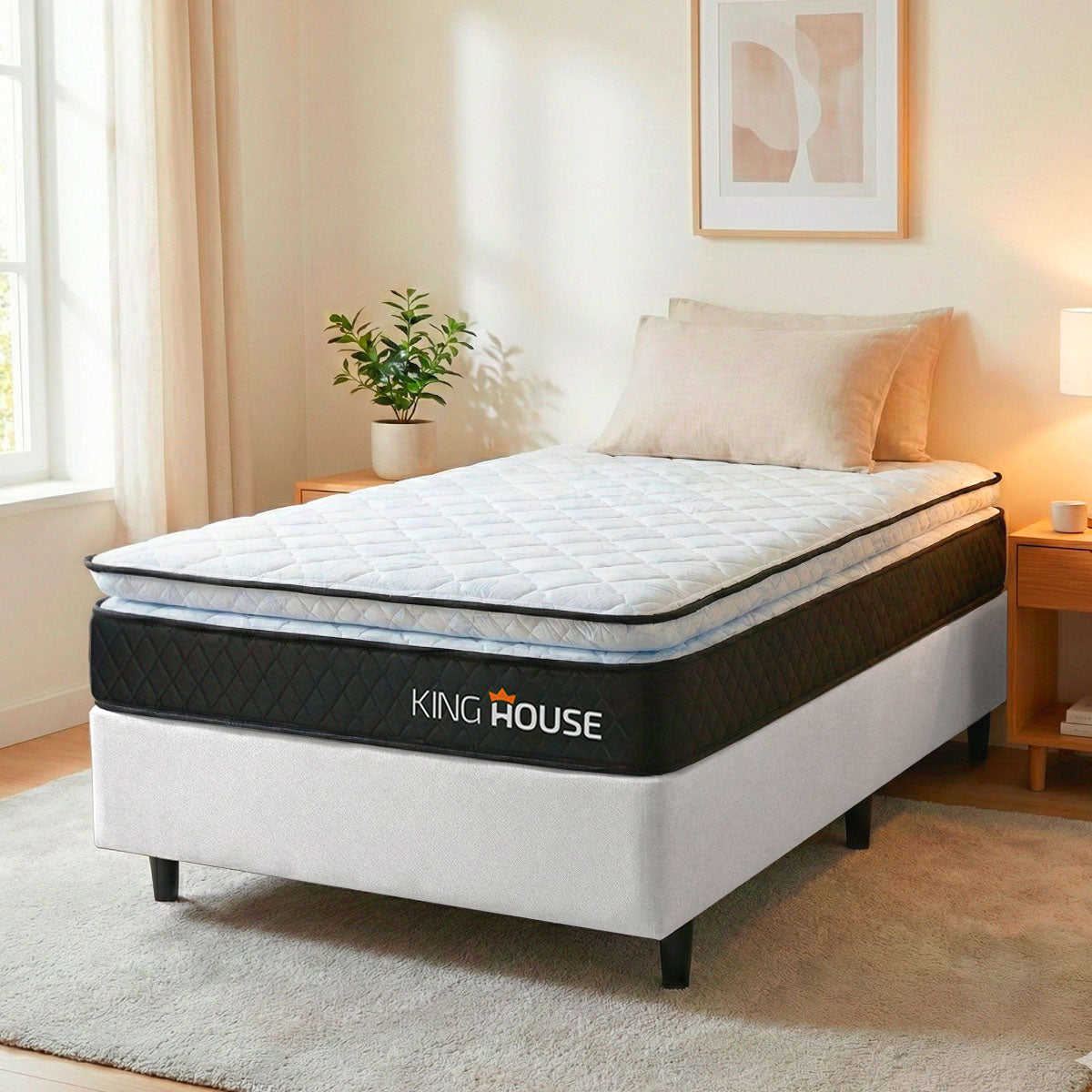 Cama Box Solteirão 96x203 Branco Dakota Espuma D33