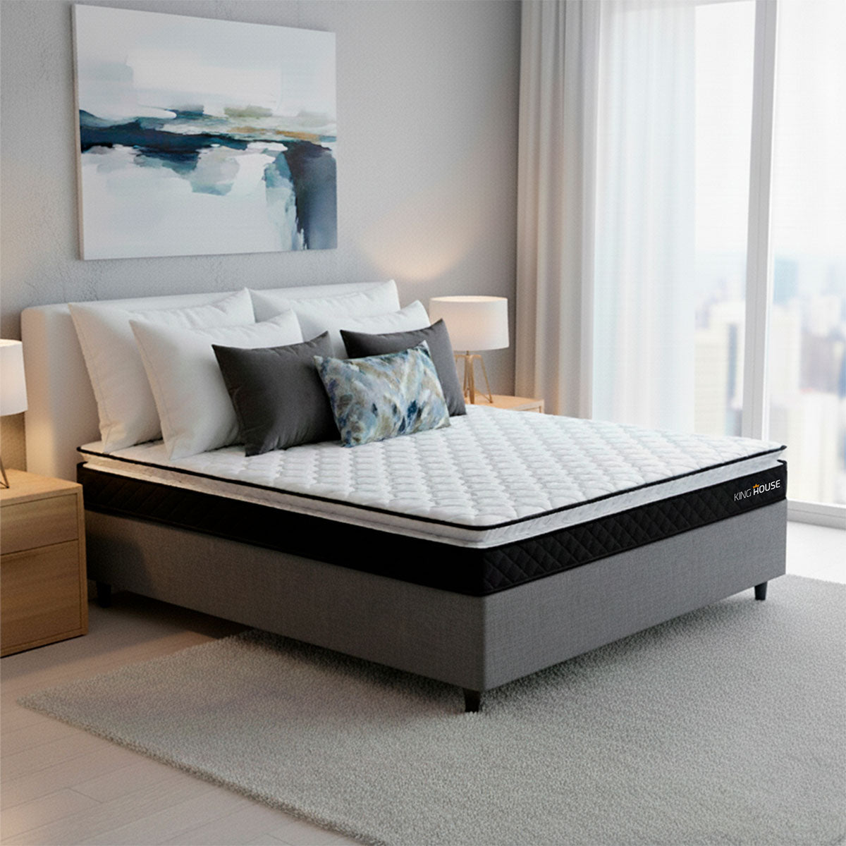 Cama Box Viúva 128x188 Cinza Dakota Espuma D33