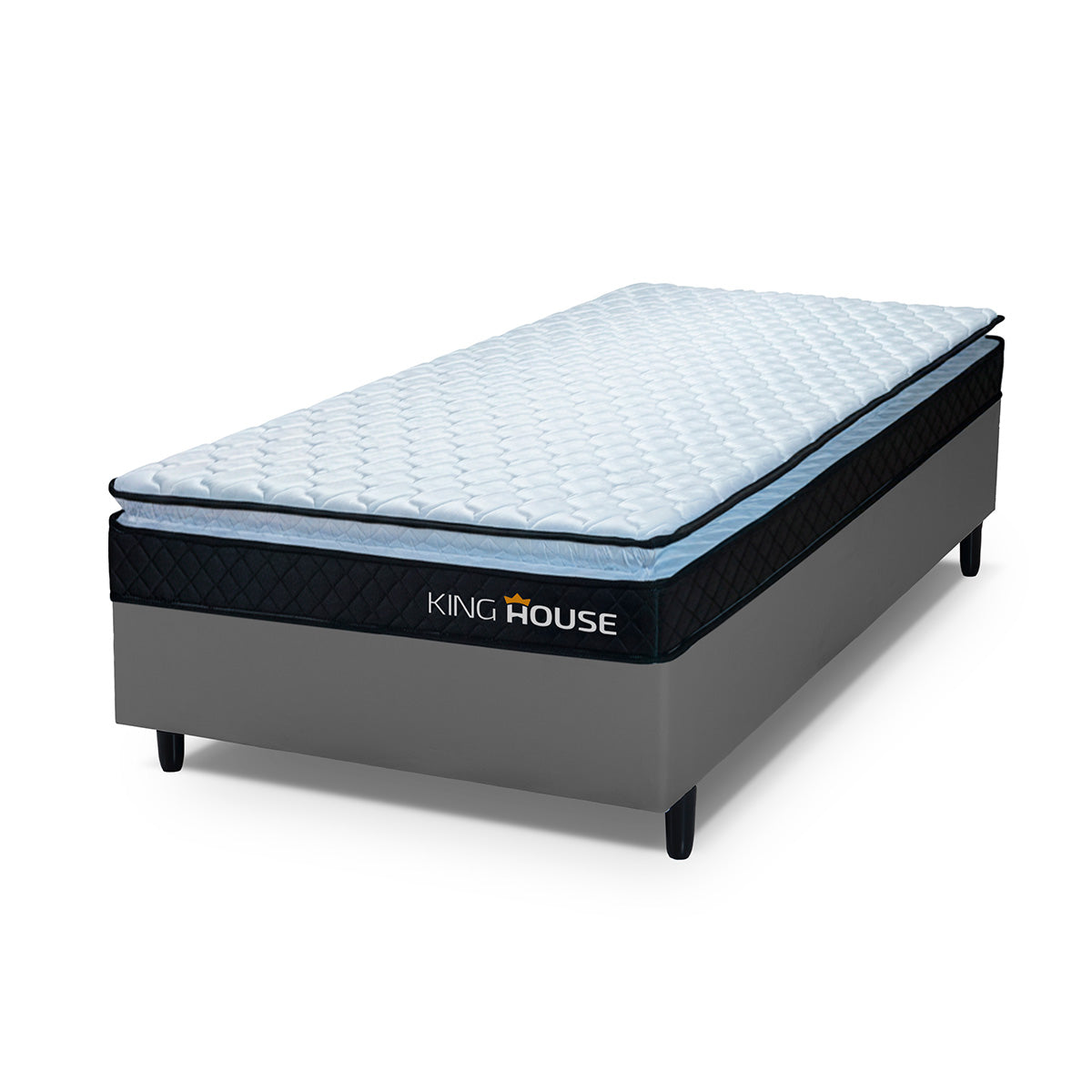 Cama Box Solteiro 88x188 Cinza Dakota Espuma D33