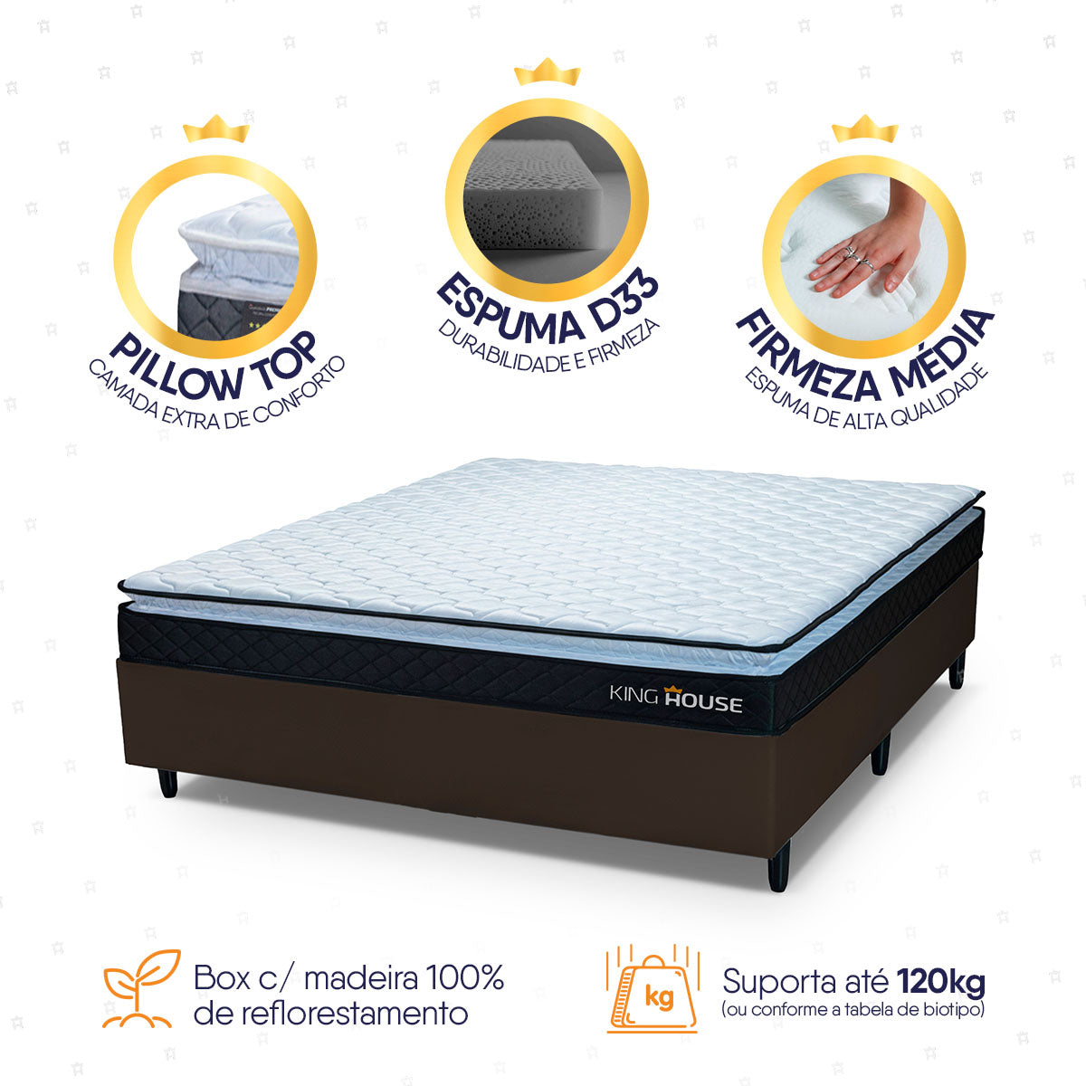 Cama Box Viúva 128x188 Marrom Dakota Espuma D33