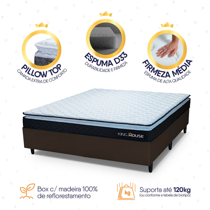 Cama Box Viúva 128x188 Marrom Dakota Espuma D33