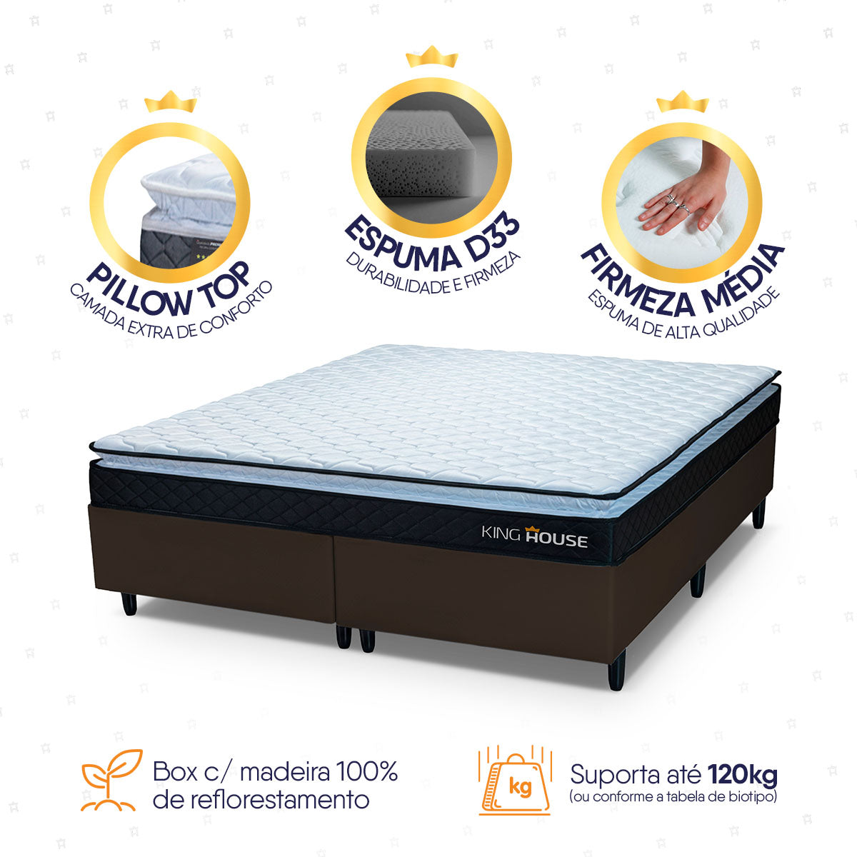 Cama Box Dakota Espuma D33 King 193x203 Marrom
