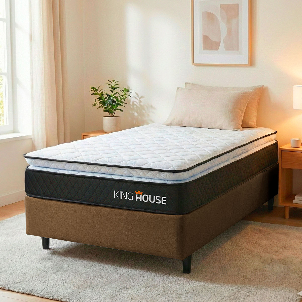Cama Box Solteiro 88x188 Marrom Dakota Espuma D33