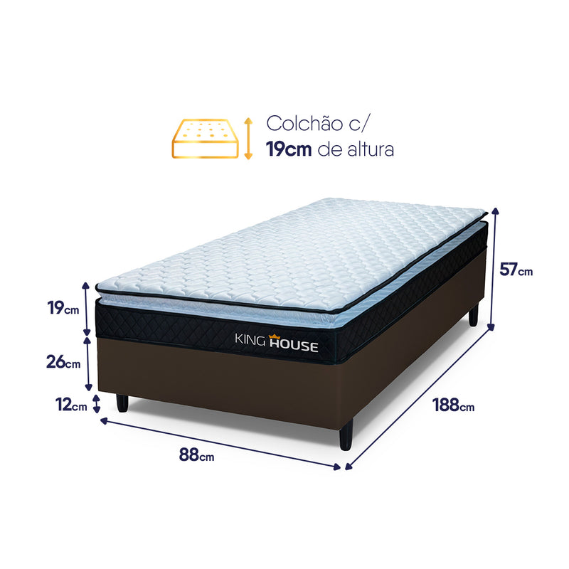 Cama Box Solteiro 88x188 Marrom Dakota Espuma D33