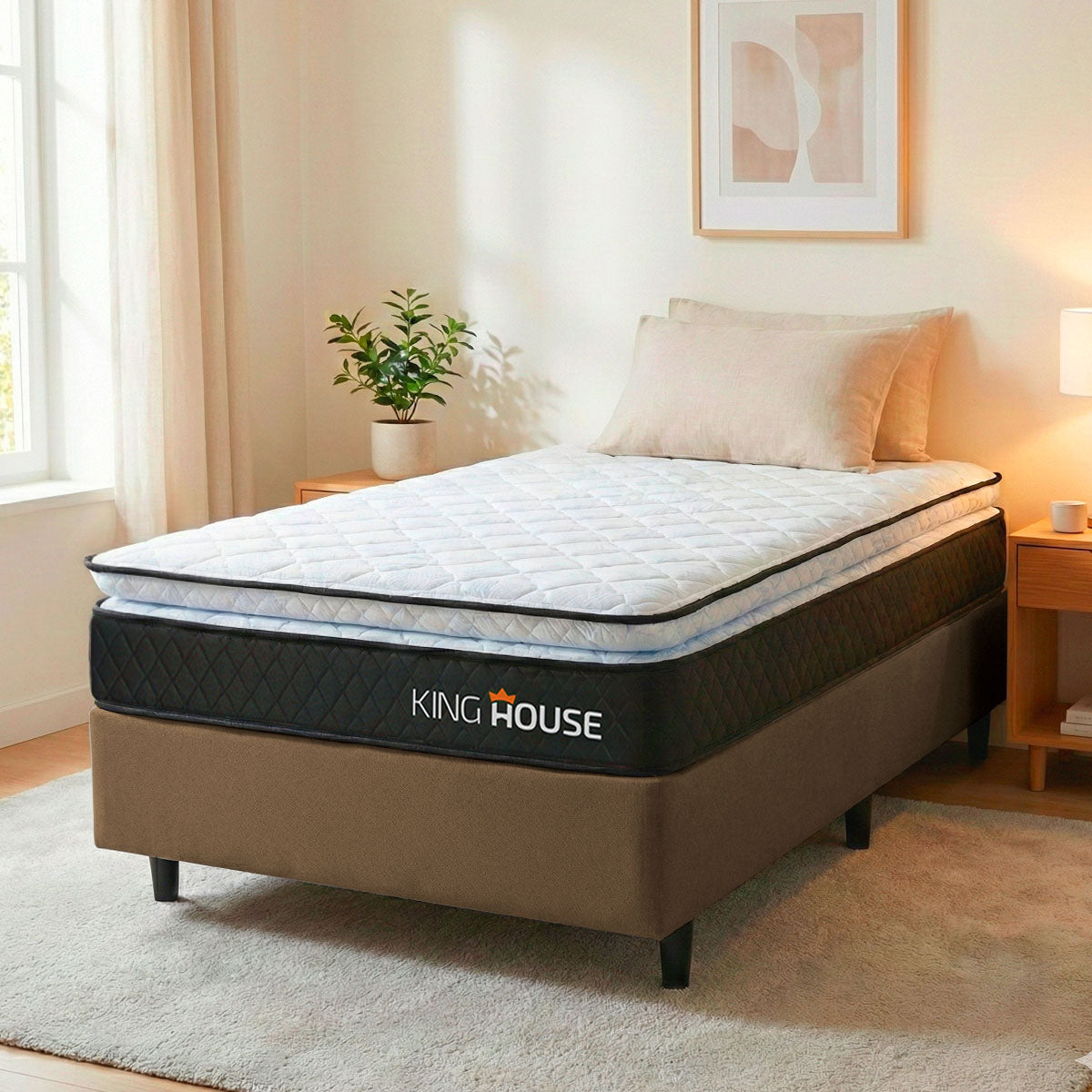 Cama Box Solteirão 96x203 Marrom Dakota Espuma D33