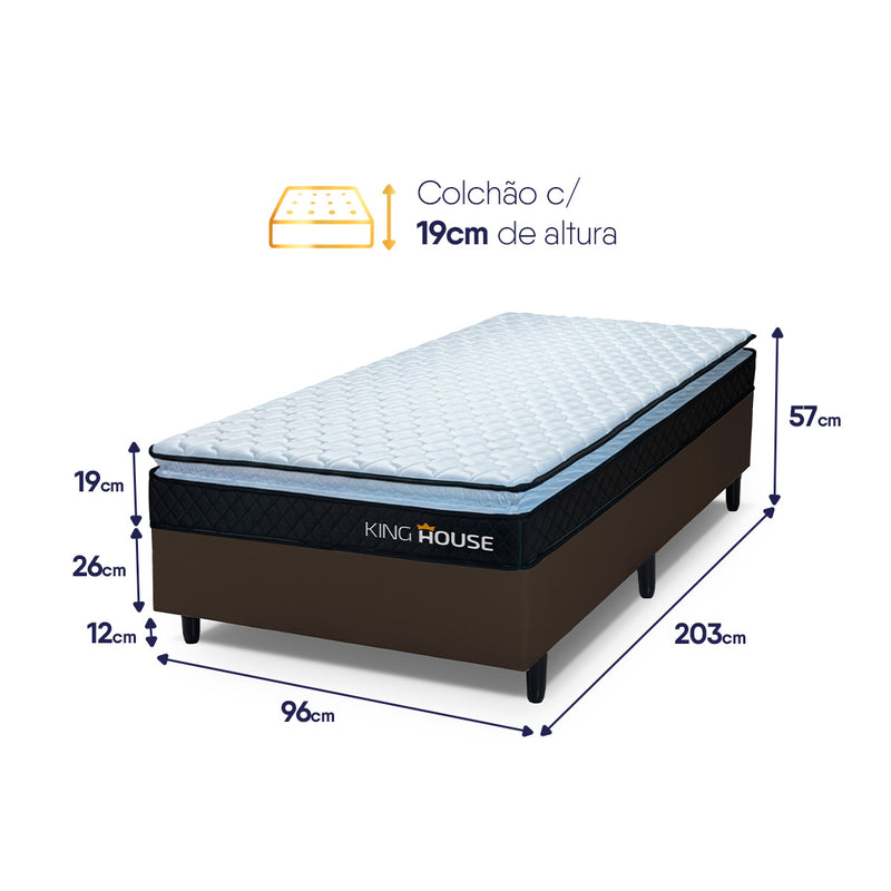 Cama Box Solteirão 96x203 Marrom Dakota Espuma D33