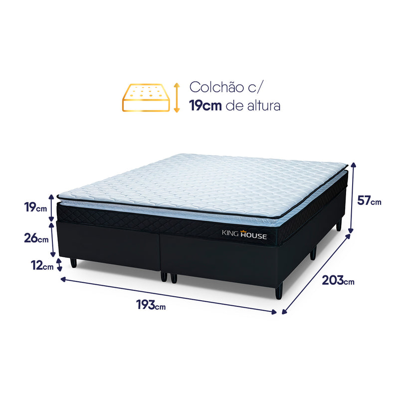 Cama Box Dakota Espuma D33 King 193x203 Preto