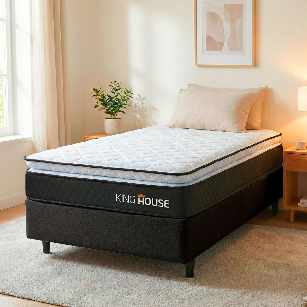 Cama Box Solteiro 88x188 Preto Dakota Espuma D33