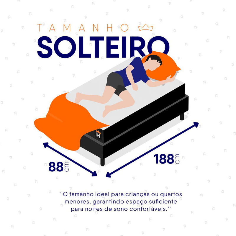 Cama Box Solteiro 88x188 Preto Dakota Espuma D33