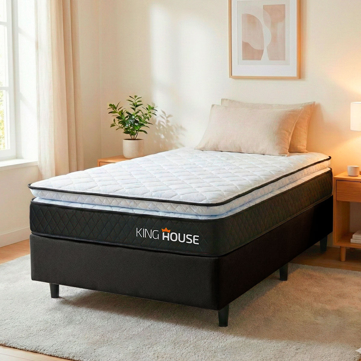 Cama Box Solteirão 96x203 Preto Dakota Espuma D33