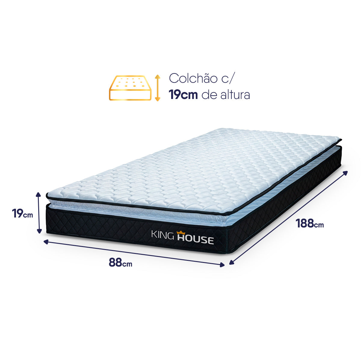 Colchão Espuma D33 Dakota Solteiro 88x188x19 Cinza Suporta 120 Kg Por Pessoa