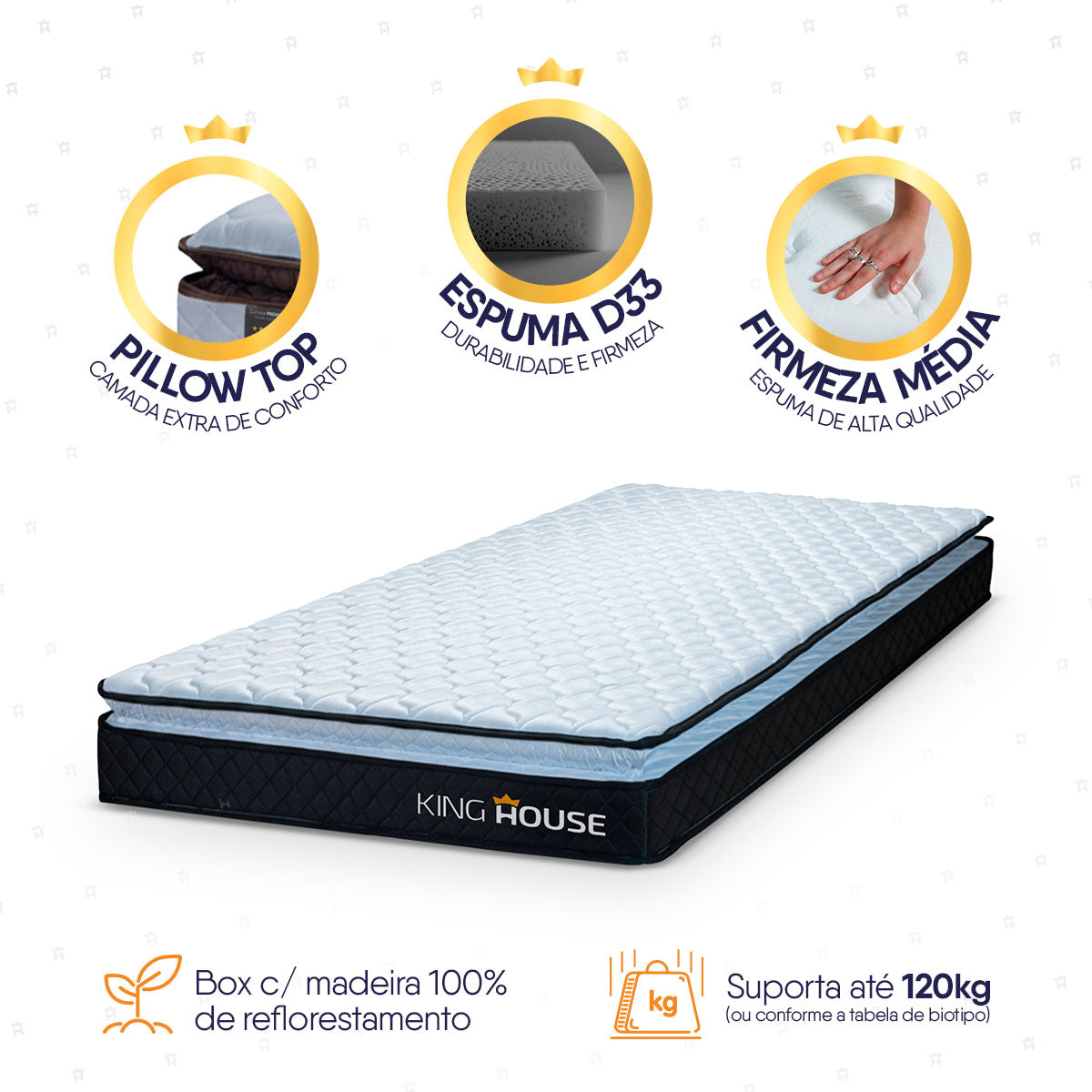 Colchão Espuma D33 Dakota Solteiro 96x203x19 Cinza Suporta 120 Kg Por Pessoa