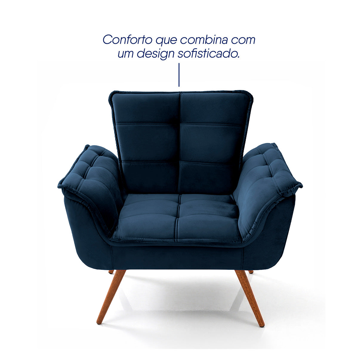 Poltrona Decorativa Duala Azul Pés Palito