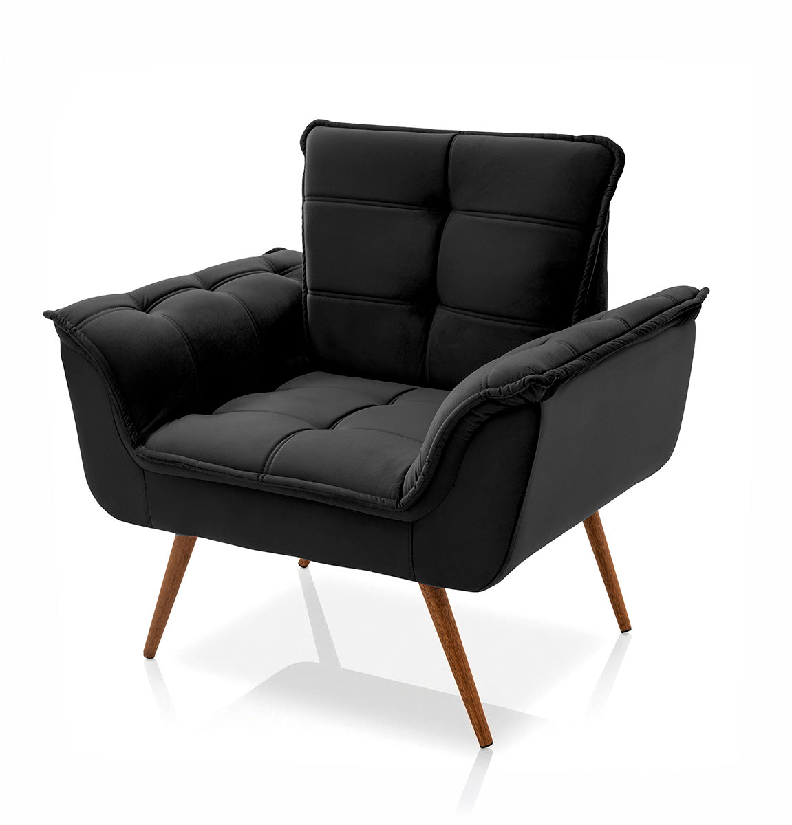 Poltrona Decorativa Duala Preto Pés Palito