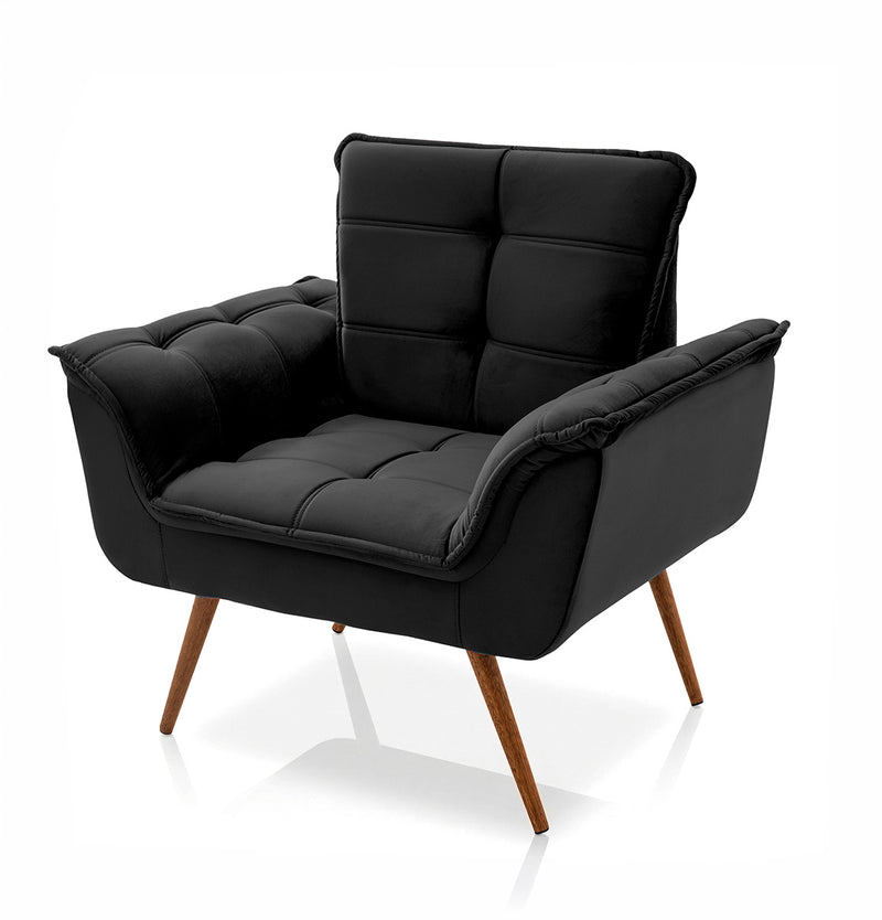 Poltrona Decorativa Duala Preto Pés Palito