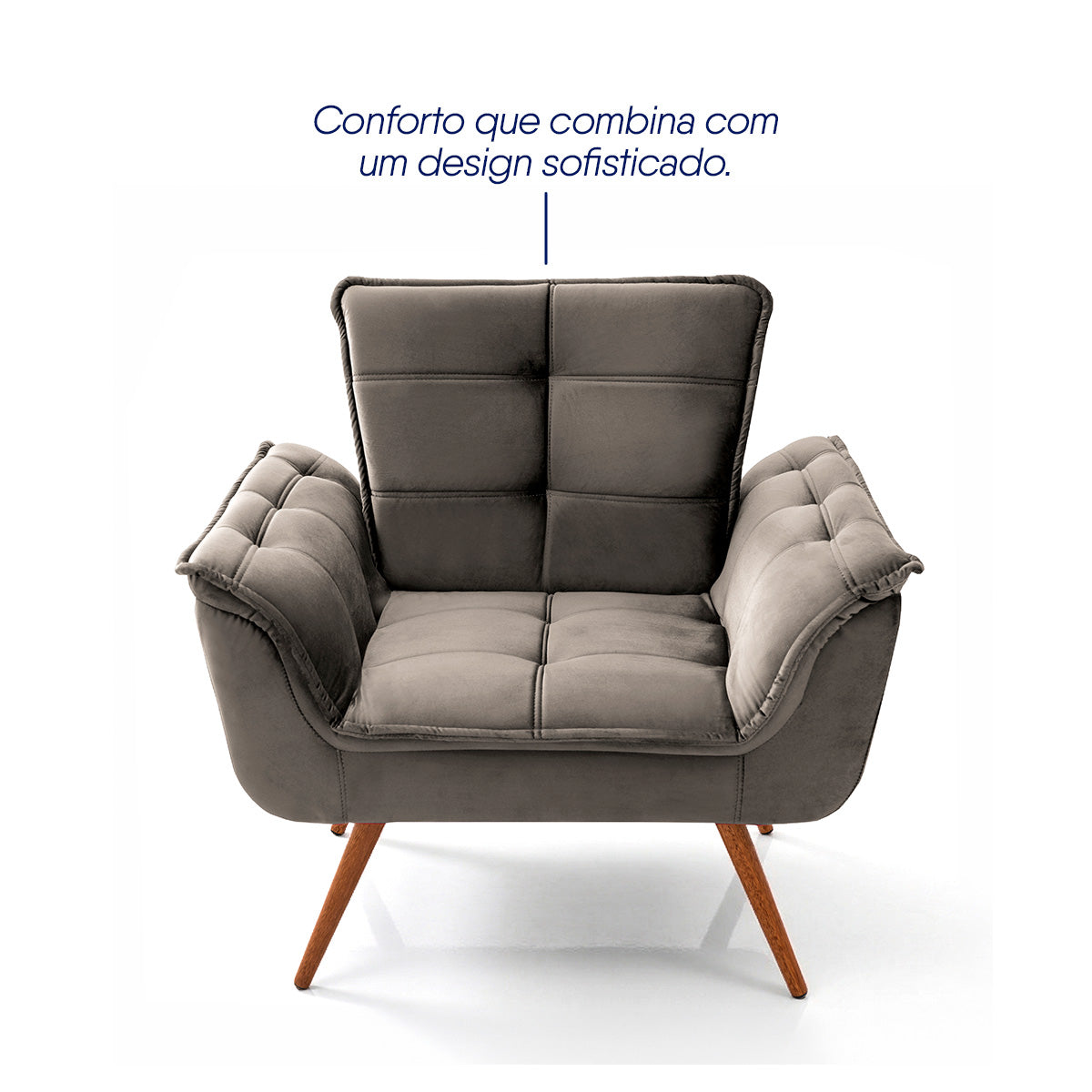 Poltrona Decorativa Duala Tabaco Pés Palito