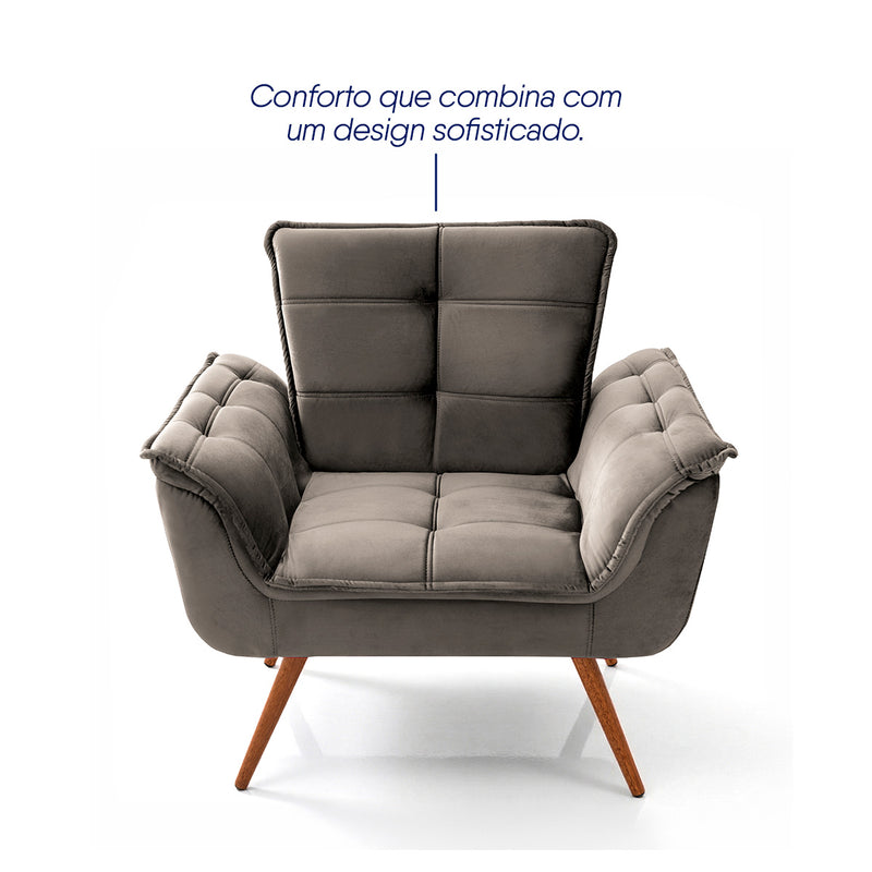 Poltrona Decorativa Duala Tabaco Pés Palito