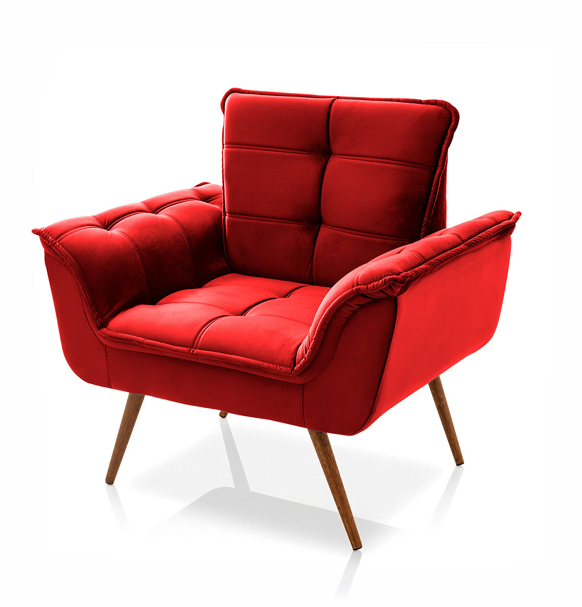 Poltrona Decorativa Duala Vermelho Pés Palito