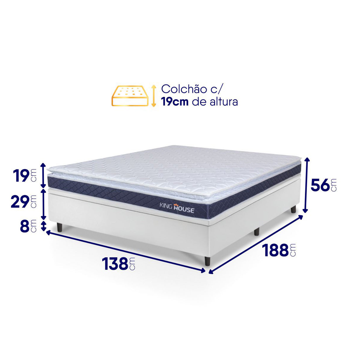 Cama Box Baú Durban Espuma D28 Casal 138x188 King House