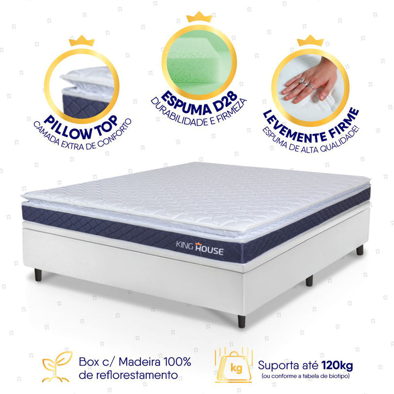 Cama Box Baú Durban Espuma D28 Casal 138x188 King House