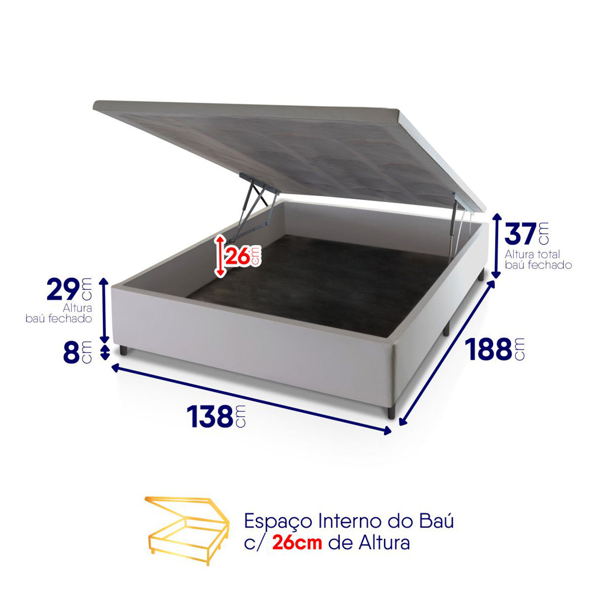 Cama Box Baú Durban Espuma D28 Casal 138x188 King House