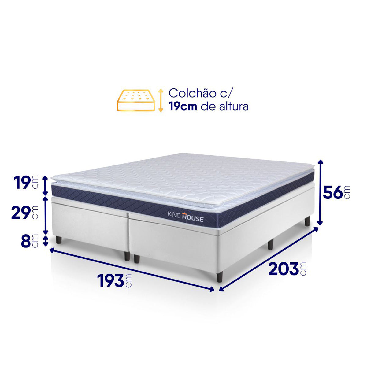Cama Box Baú Durban Espuma D28 King 193x203 King House