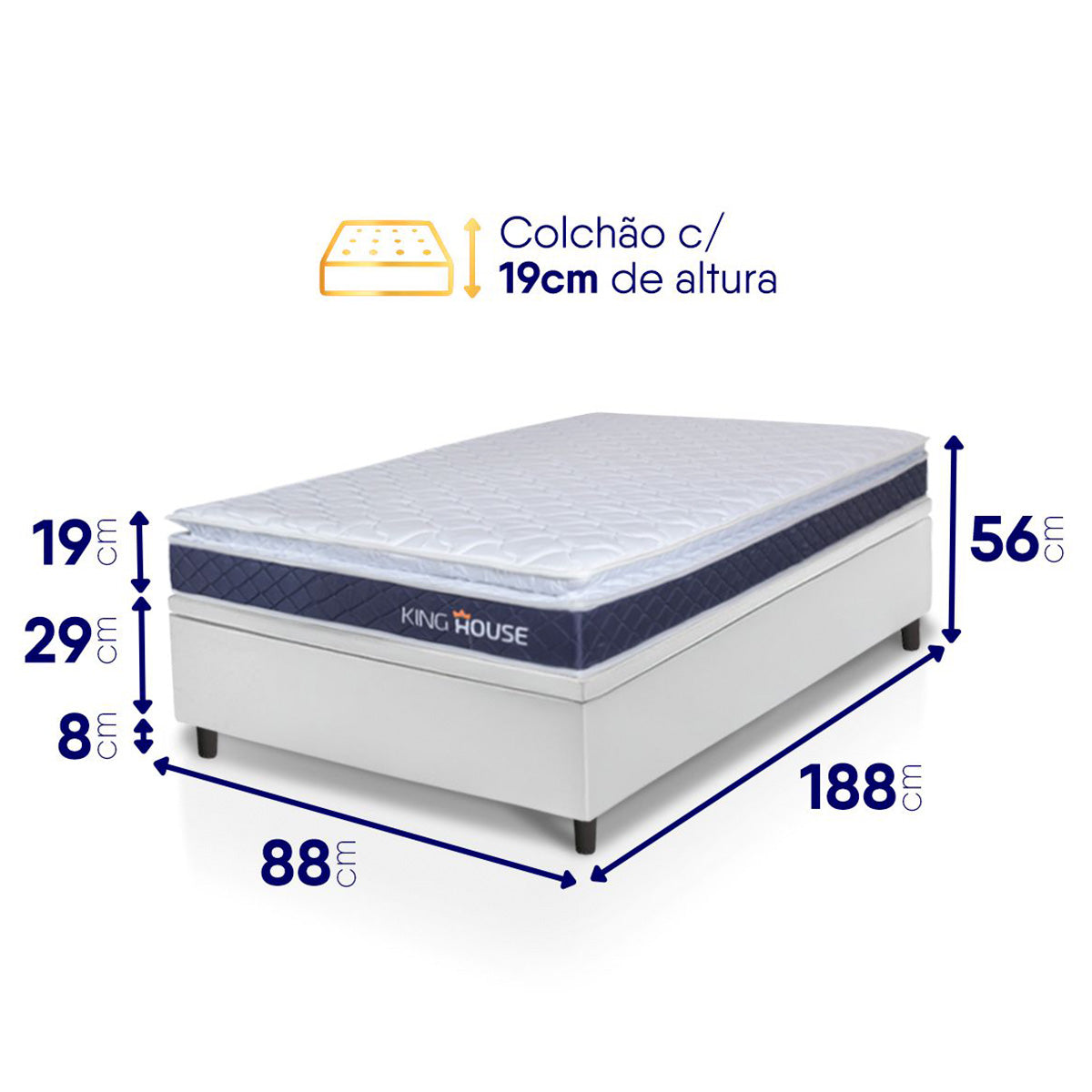 Cama Box Baú Durban Espuma D28 Solteiro 88x188 King House