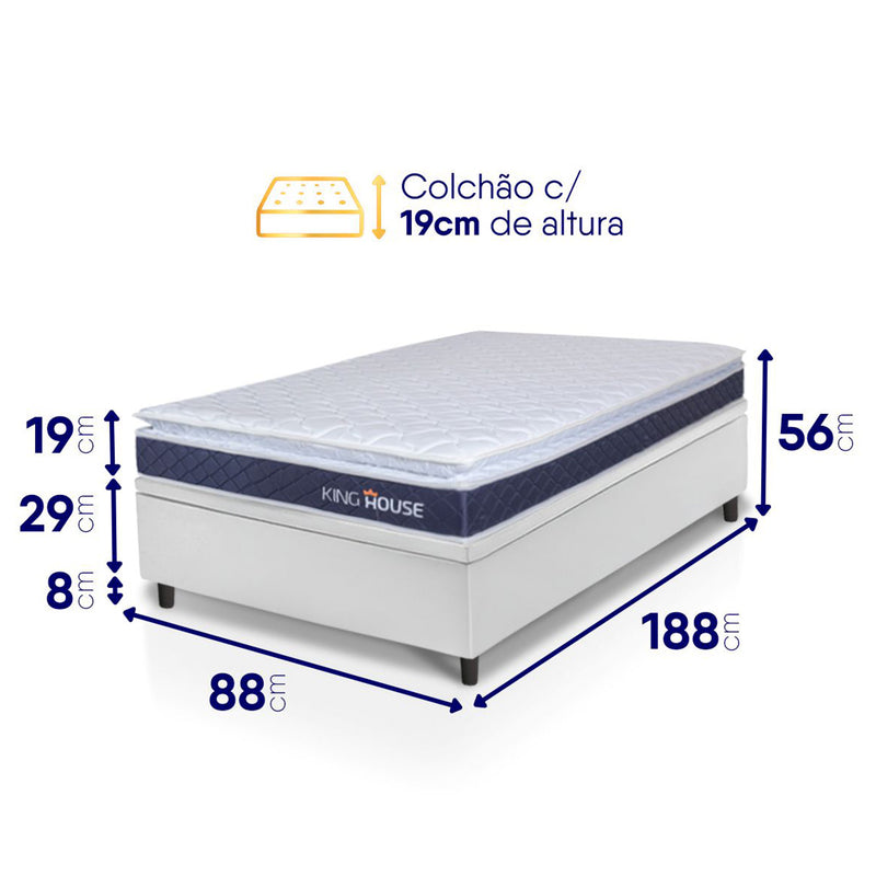 Cama Box Baú Durban Espuma D28 Solteiro 88x188 King House