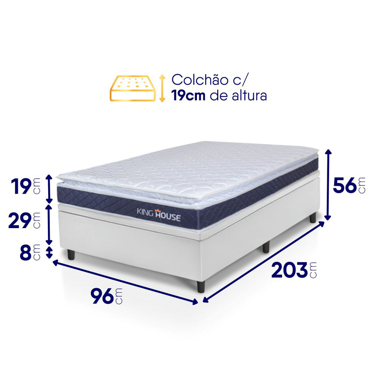 Cama Box Baú Durban Espuma D28 Solteirão 96x203 King House