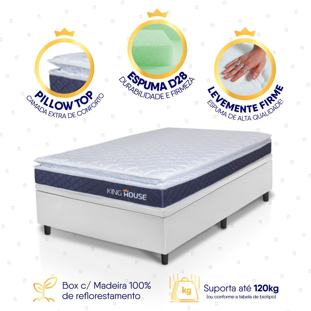 Cama Box Baú Durban Espuma D28 Solteirão 96x203 King House