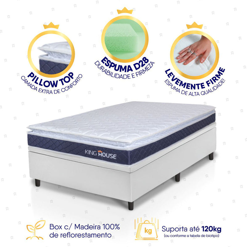 Cama Box Baú Durban Espuma D28 Solteirão 96x203 King House