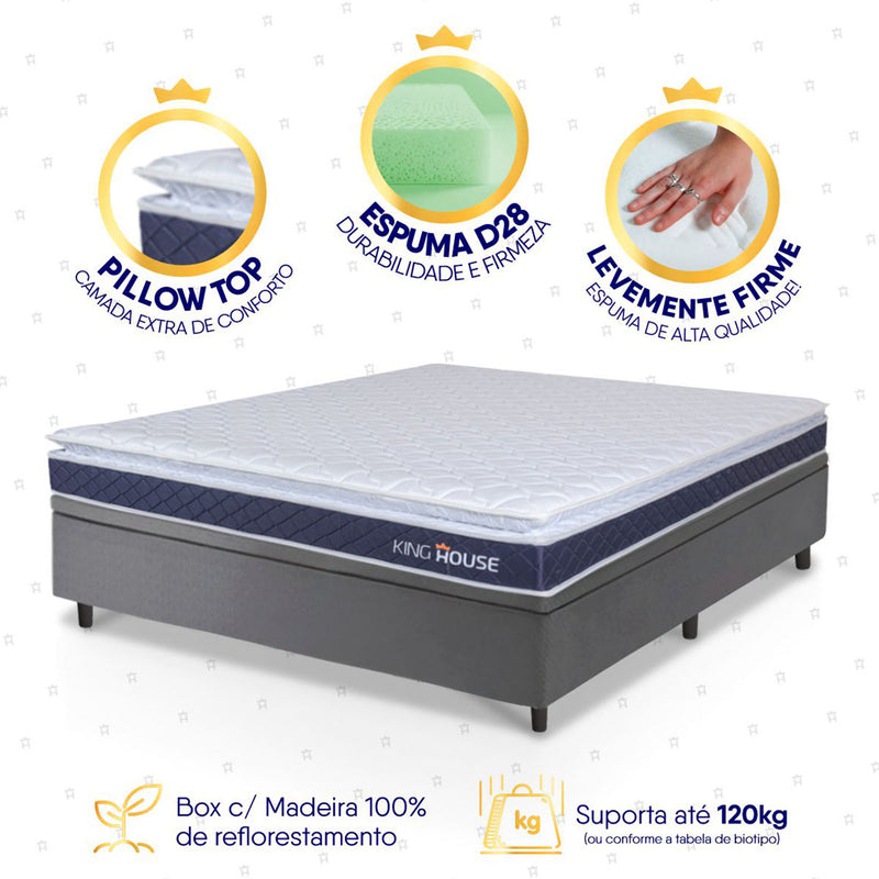 Cama Box Baú Durban Espuma D28 Casal 138x188 King House