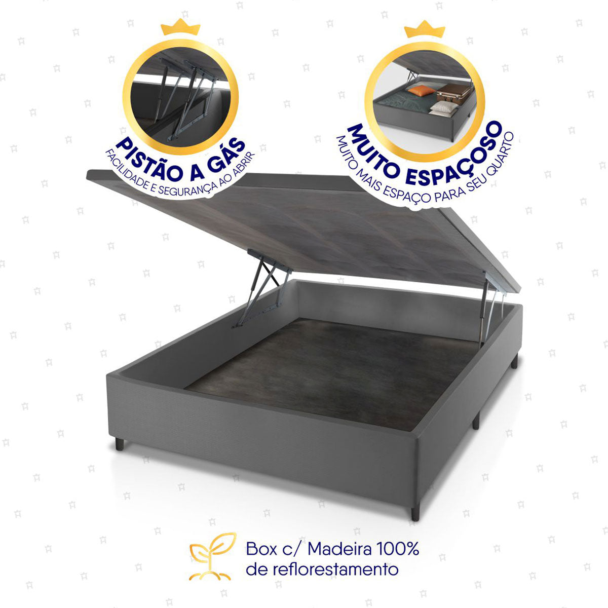 Cama Box Baú Durban Espuma D28 Casal 138x188 King House