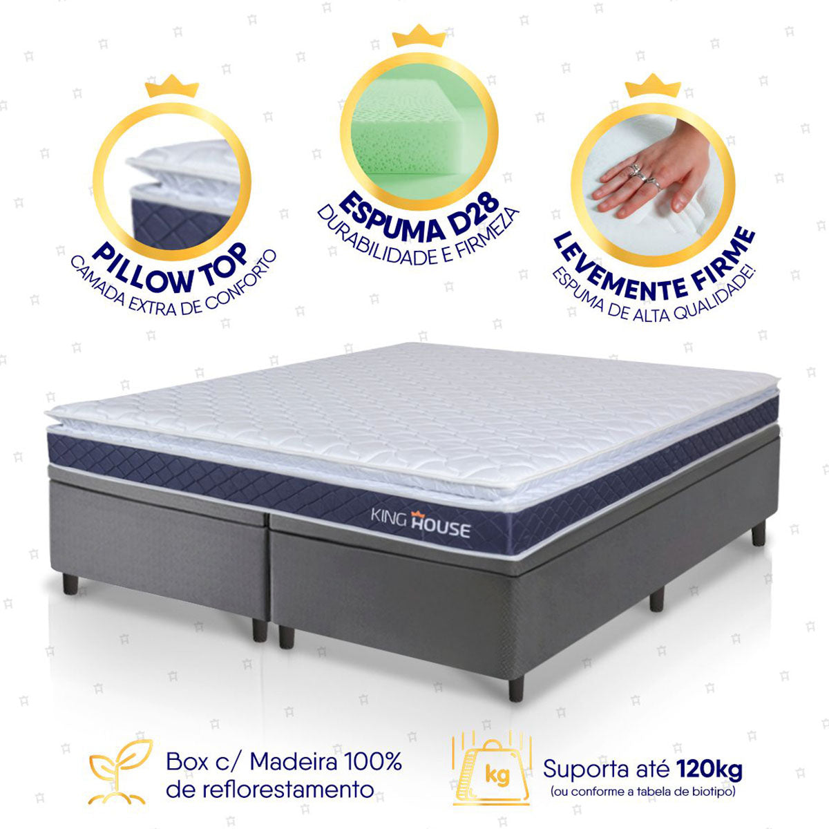 Cama Box Baú Durban Espuma D28 Queen 158x198 King House