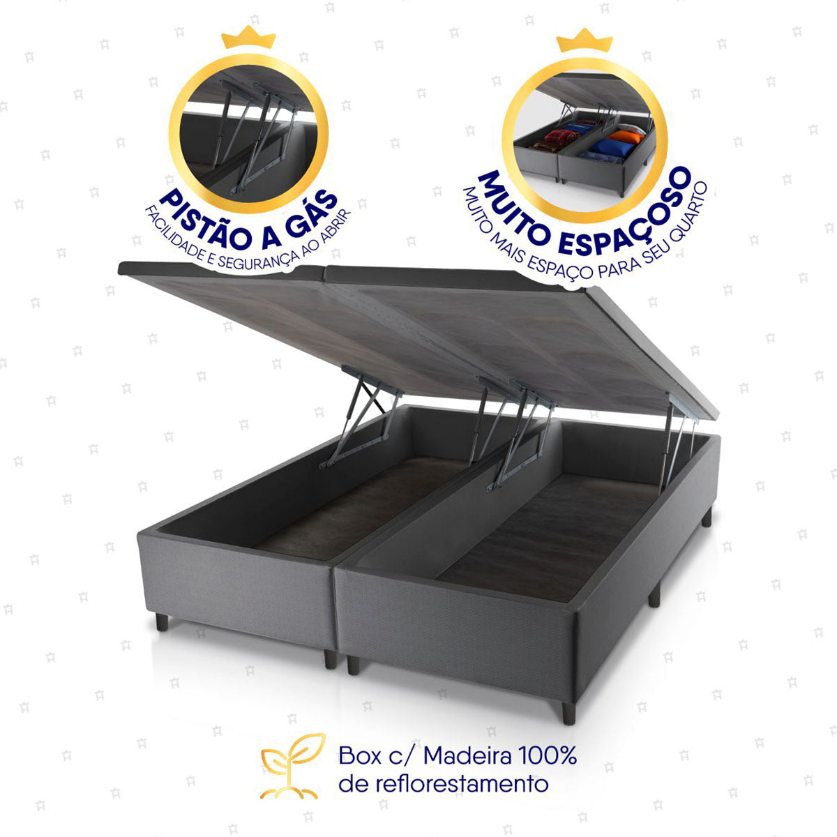 Cama Box Baú Durban Espuma D28 Queen 158x198 King House