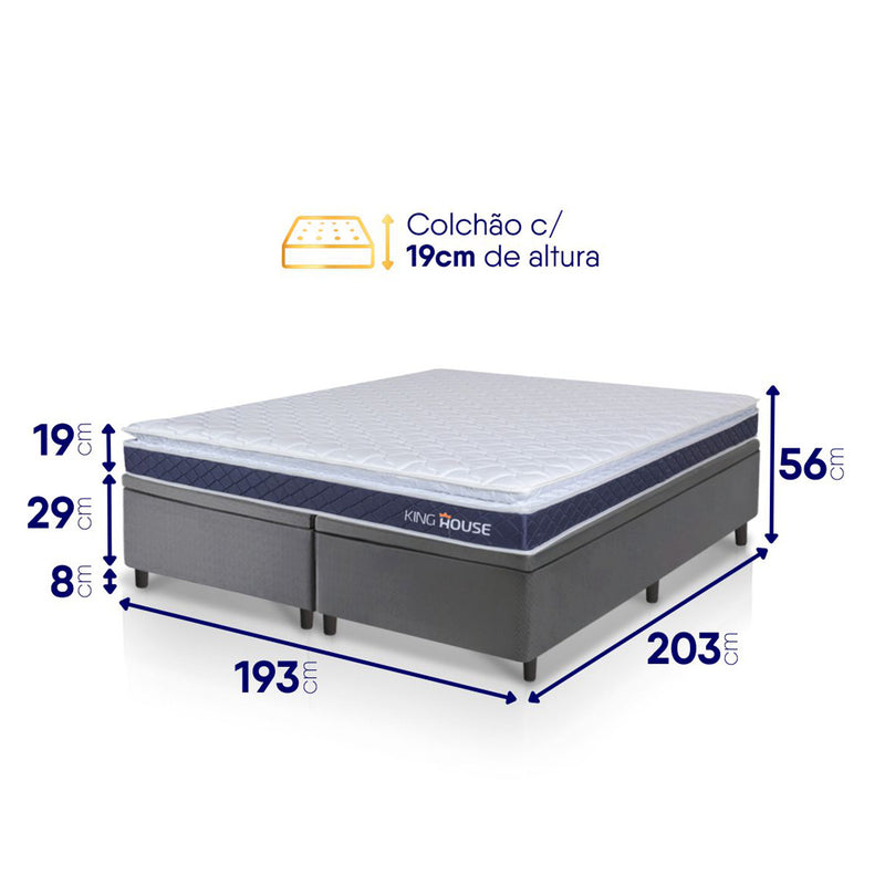 Cama Box Baú Durban Espuma D28 King 193x203 Cinza King House