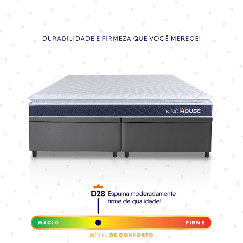 Cama Box Baú Durban Espuma D28 King 193x203 Cinza King House