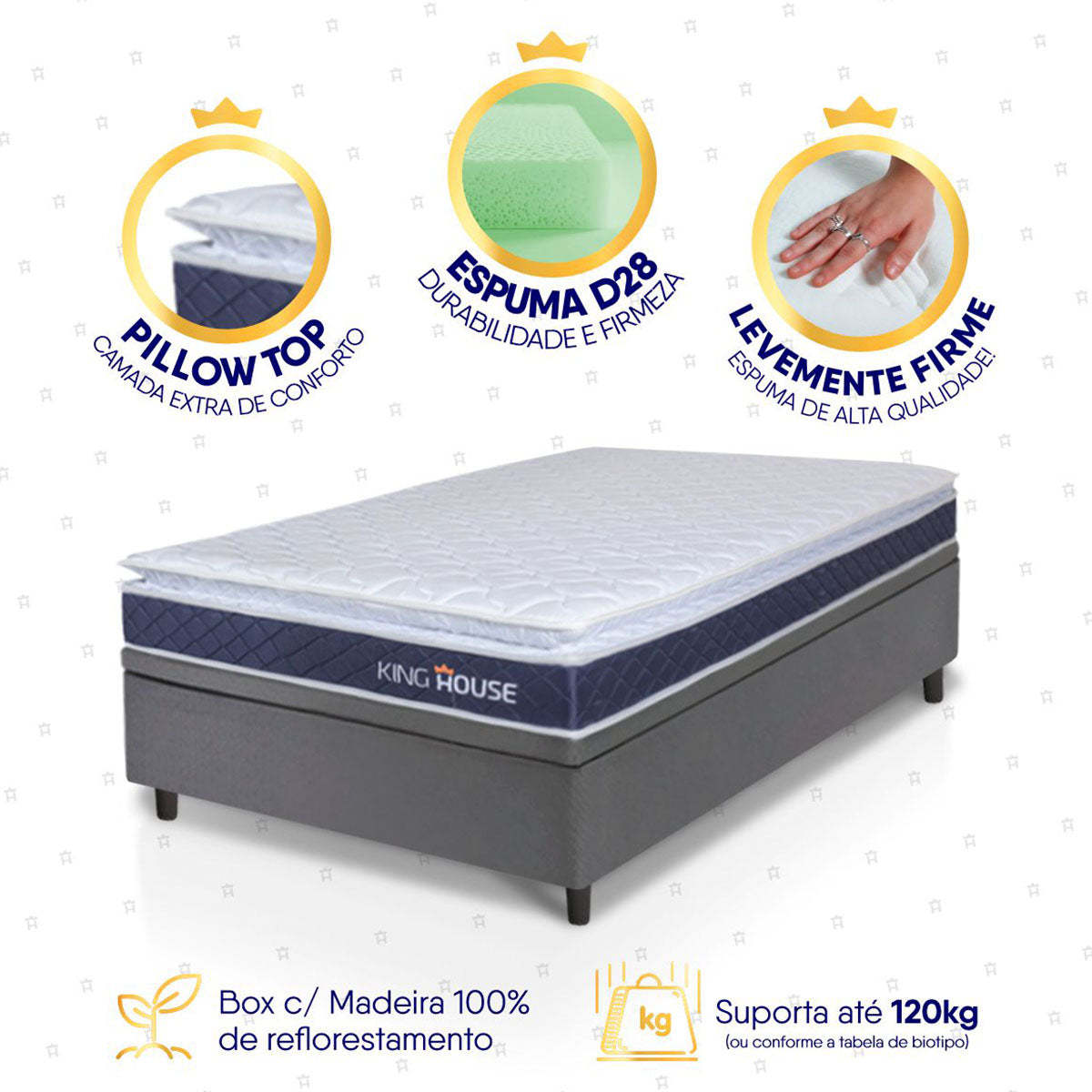 Cama Box Baú Durban Espuma D28 Solteiro 88x188 King House