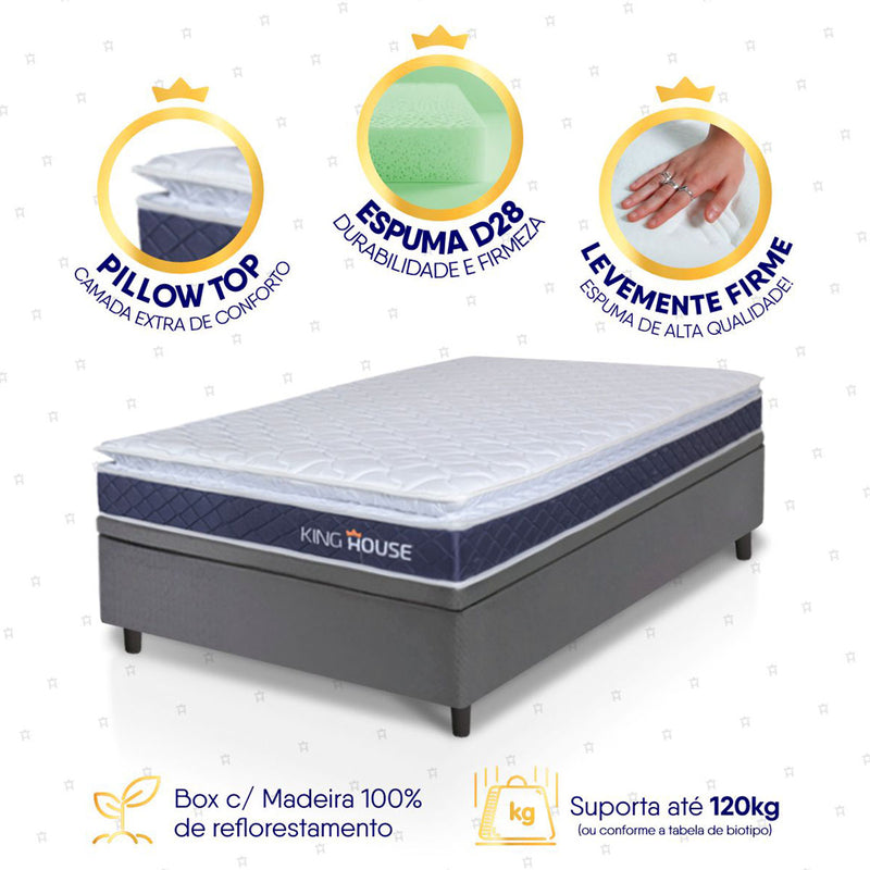Cama Box Baú Durban Espuma D28 Solteiro 88x188 King House